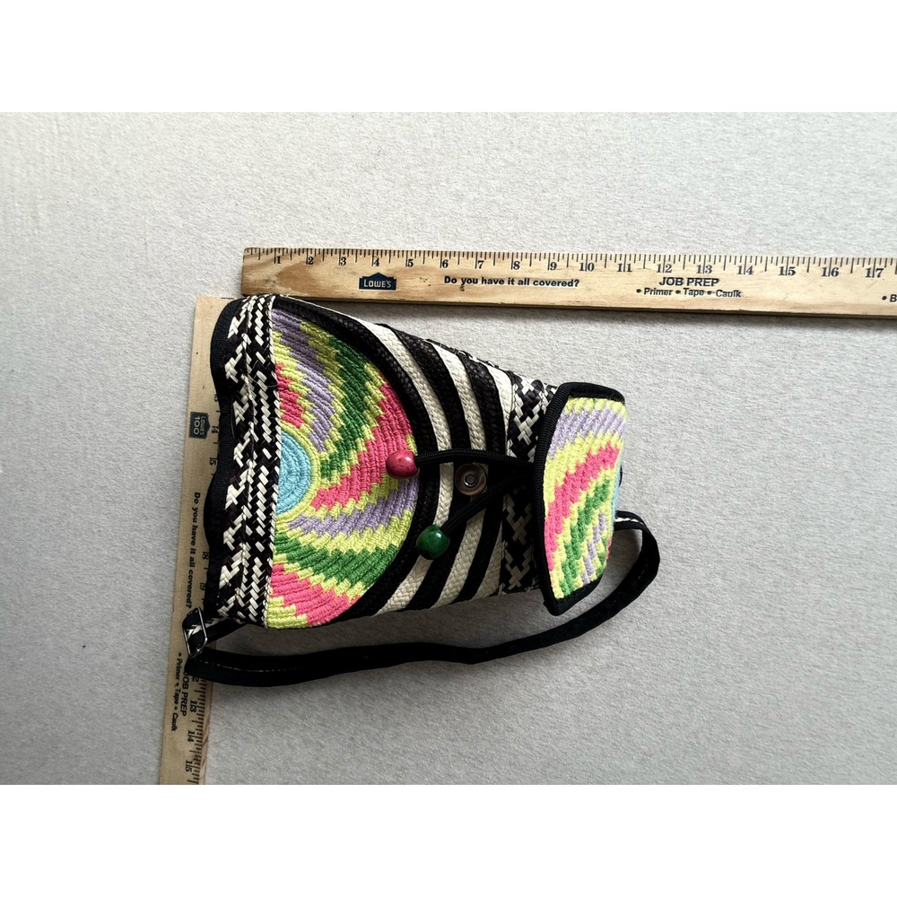 MadArte Woven Straw Mini Backpack Multi Color Swirl Boho Festival Bag